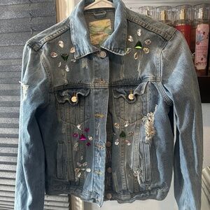 Taylor Swift Inspired Bedazzled Distressed Blue Jean Jacket